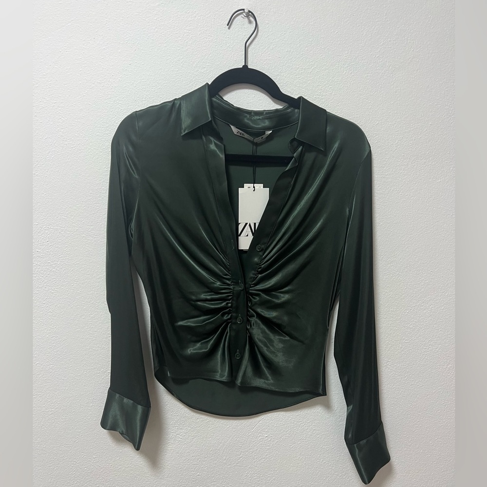 Zara green blouse NWT